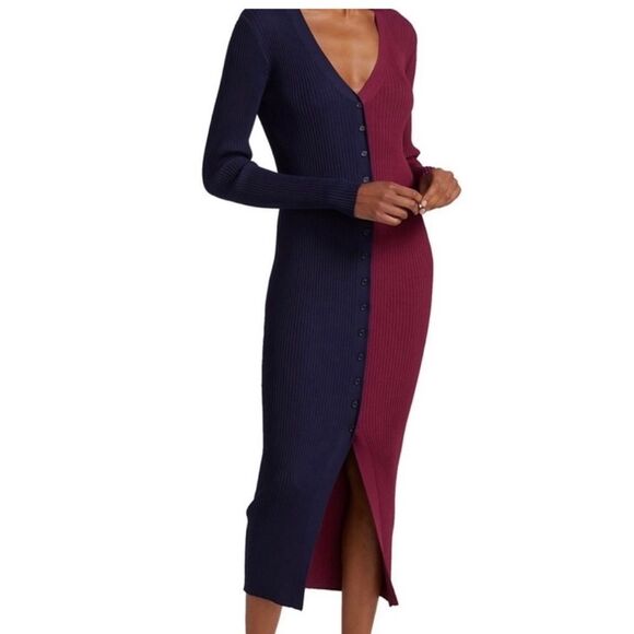 STAUD Shoko Colorblock Sweater Dress Size XS - Picture 2 of 16